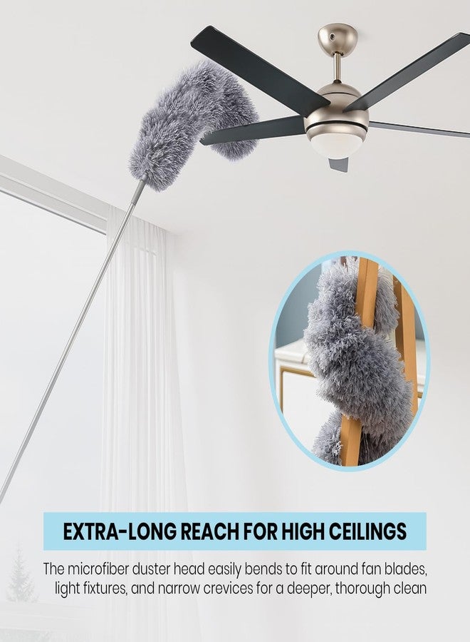 Maxoshine Microfiber Feather Duster | Bendable & Extendable Fan Cleaning Duster | Home Tools Cleaning for High Ceiling Windows Furniture | 100 Inch (Grey) - Image 5